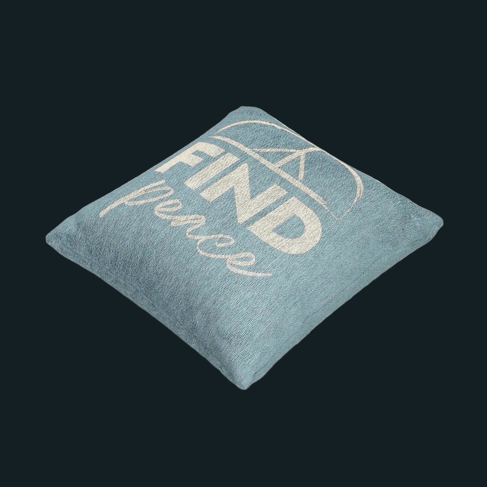 FIND Peace Pillow in Azure – soft blue intention pillow with 'FIND Peace' text and peace symbol, double-sided design for throat chakra alignment